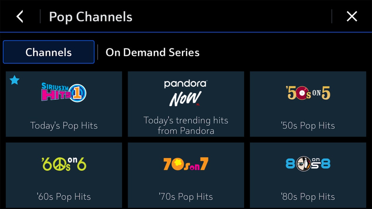 SiriusXM by channel