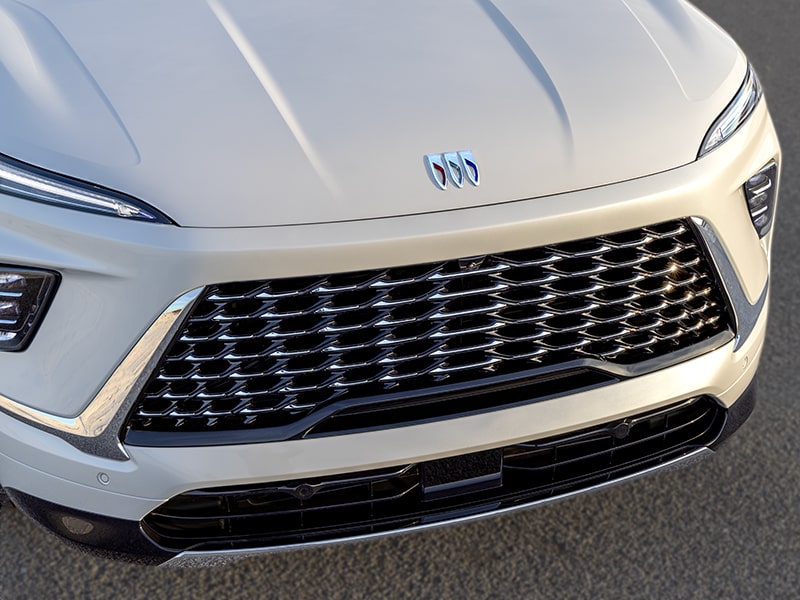 Close-up of the Grille on a White 2025 Buick Enclave