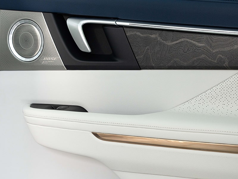 Eye Level View of a Door Handle in a 2025 Buick Enclave with White Interior