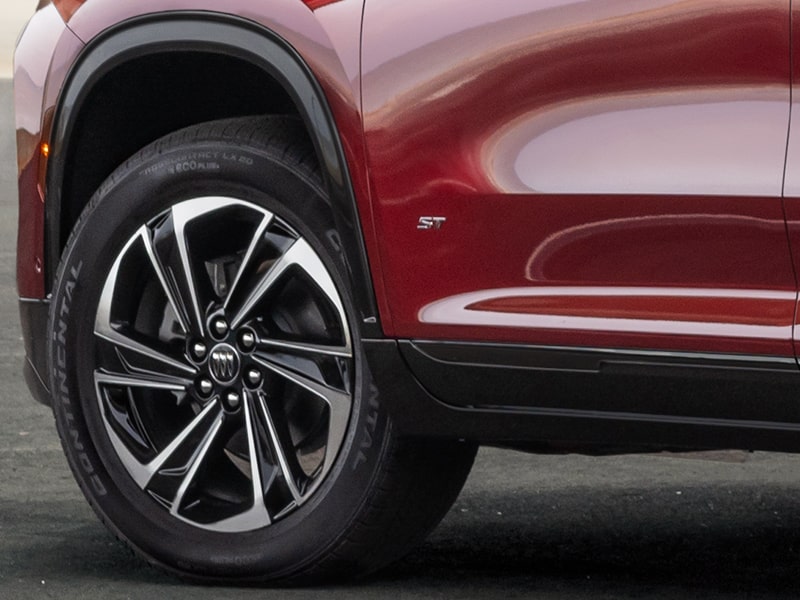 Close-up of the Rear Tire on a 2025 Red Buick Enclave ST