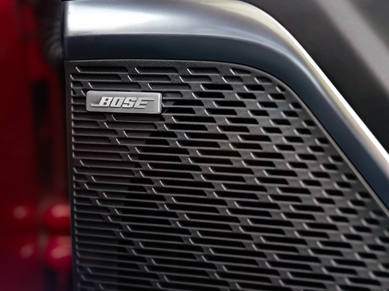 Close-up of a Black Bose Sound System in a 2025 Buick Enclave