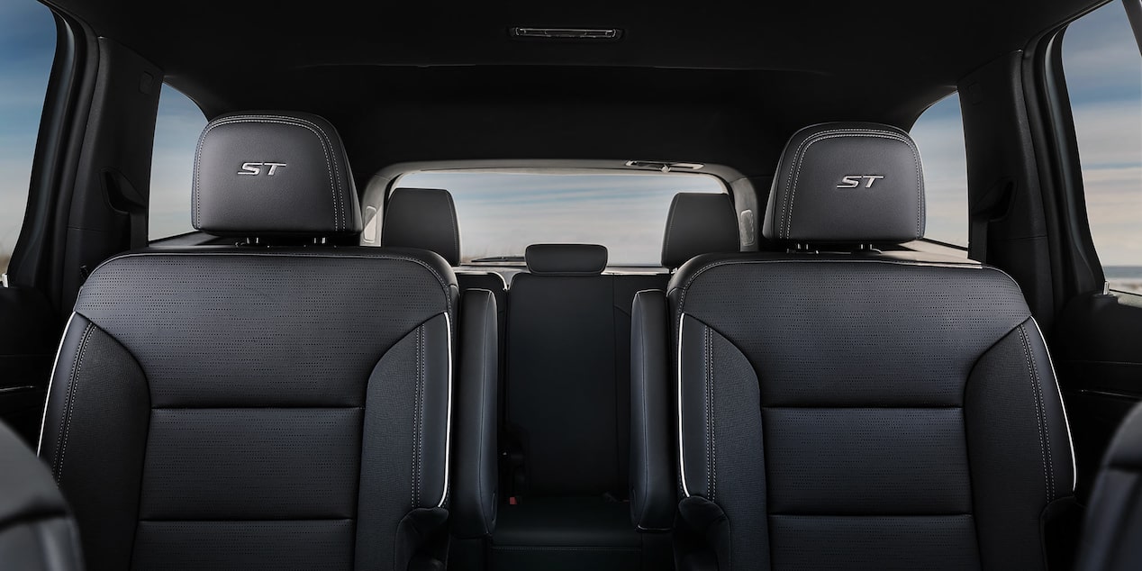 Eye Level View of the Whole Interior with Black Leather Seating in a 2025 Buick Enclave ST