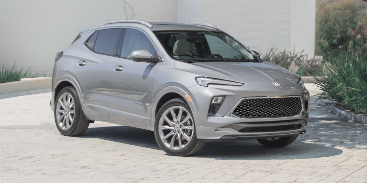 Profile View of a Grey 2025 Buick Encore GX Avenir Parked