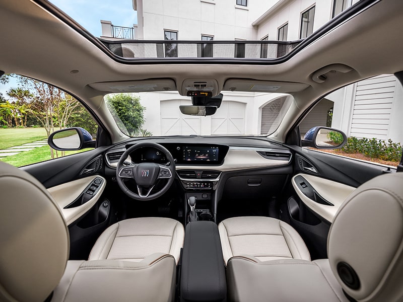 Full View of Front Interior Seating and Luxurious Dashboard in a 2025 Buick Encore GX