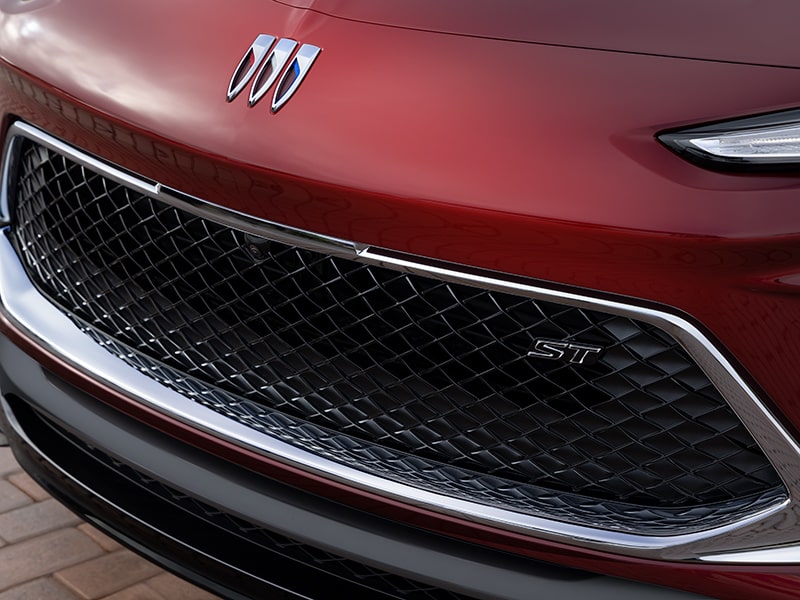 Close-up View of a Red 2025 Buick Encore GX ST Grille