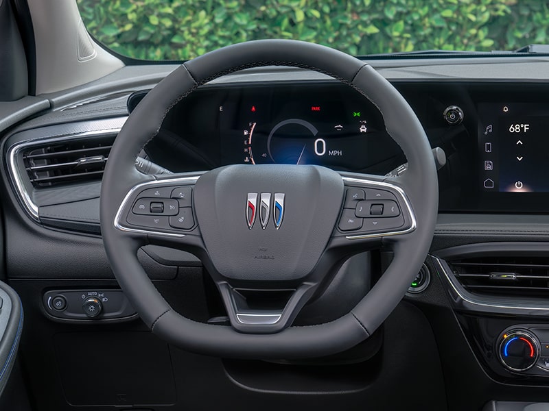 Close-up on 2025 Buick Encore GX ST Interior Flat Steering Wheel