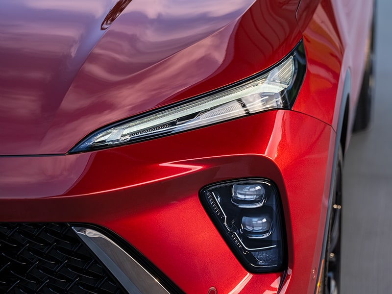 Close-up Overhead View of the Hood and Headlight on a 2025 Buick Envision Small SUV