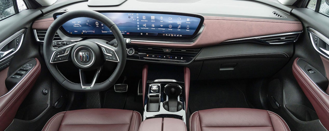 Overhead View of the Steering Wheel and Digital Dashboard in a 2025 Buick Envision ST Sporty SUV