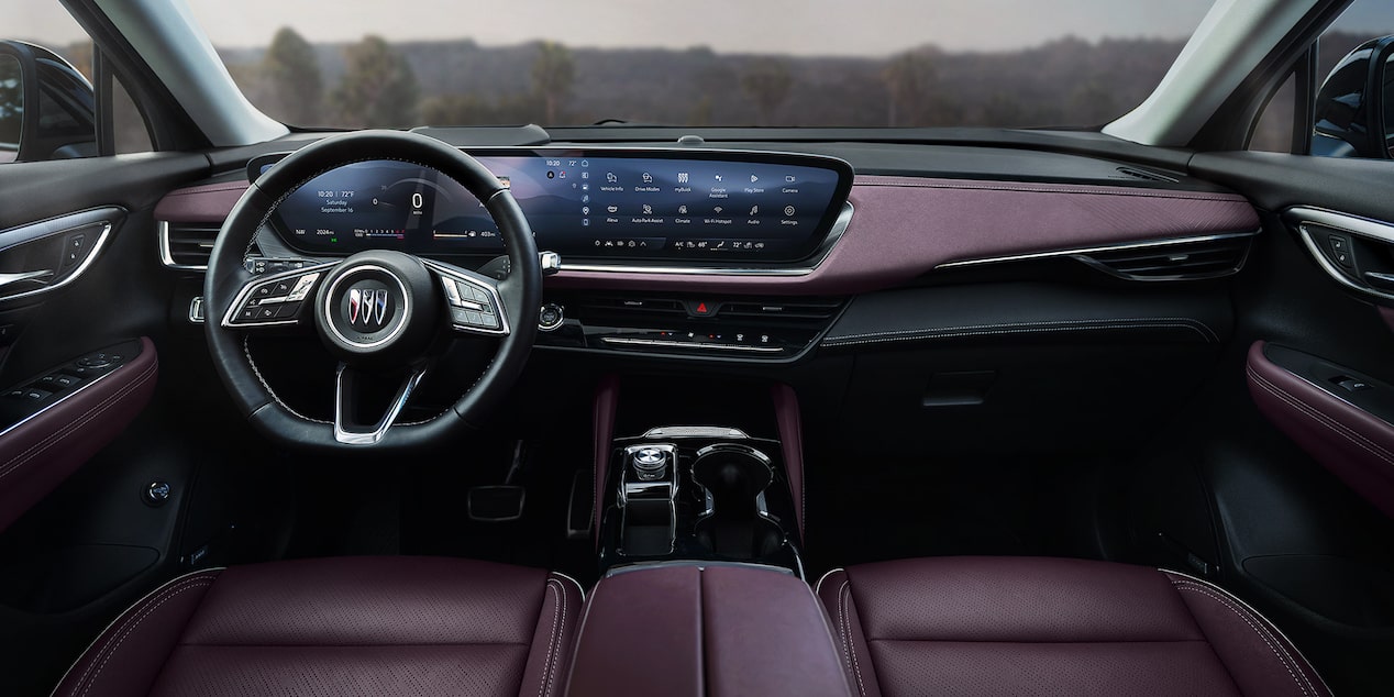 Wide Overhead Interior View of the Steering Wheel and Digital Dashboard in a 2025 Buick Envision ST Sporty SUV