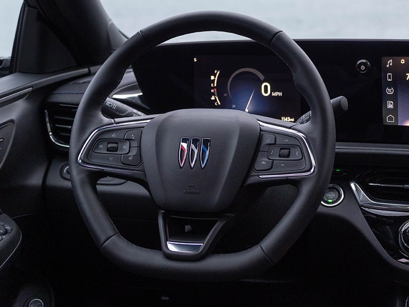 Back Seat View of the Steering Wheel and Dashboard in the 2025 Buick Envista