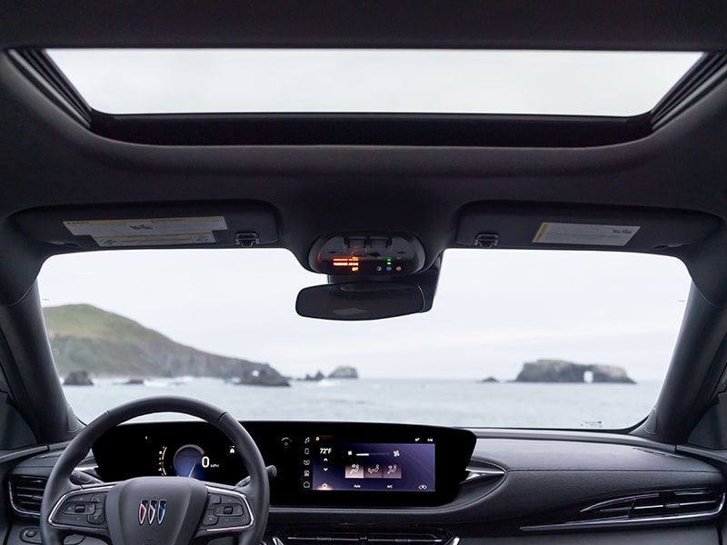 Blurry Back Seat View of the 2025 Buick Envista Front Interior Cabin and Moonroof