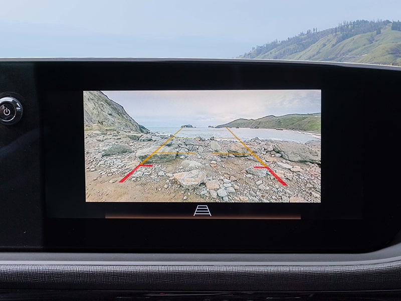 A Blurry Close-up View of the 2025 Buick Envista's Back-up Cam on 11" Infotainment Screen