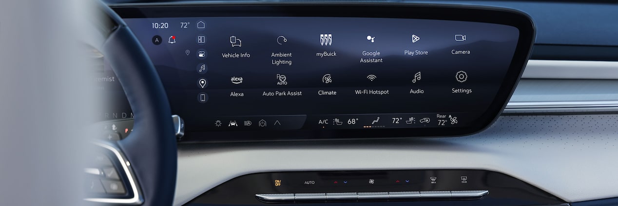 Close-up of the Buick’s Infotainment System Displaying Google Built-In Apps