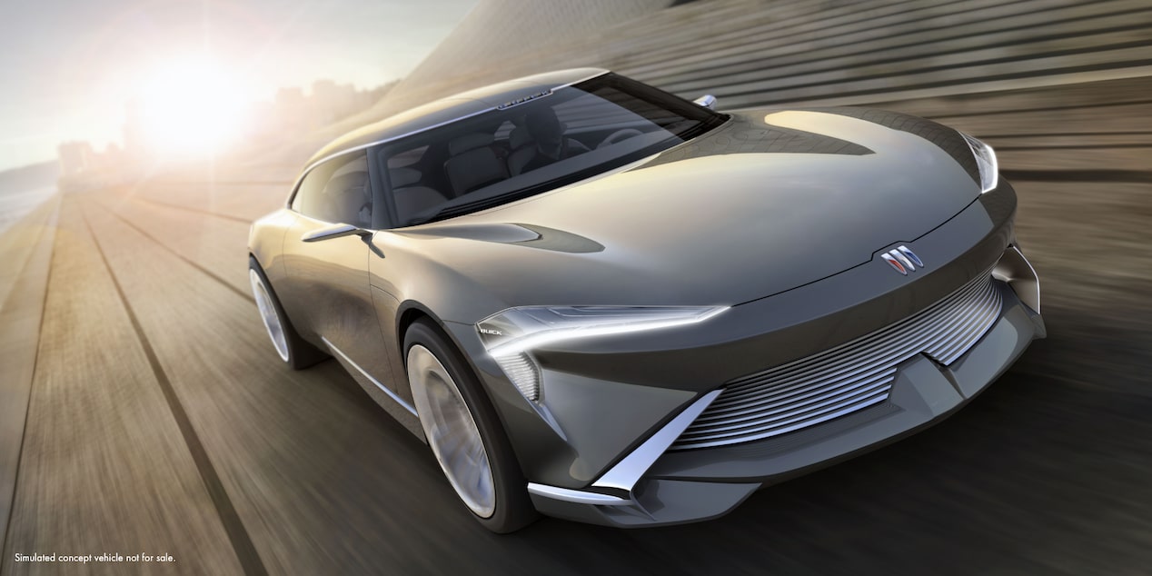 Exterior Passengers Side Three-Quarters View of the New Buick Wildcat EV On Road