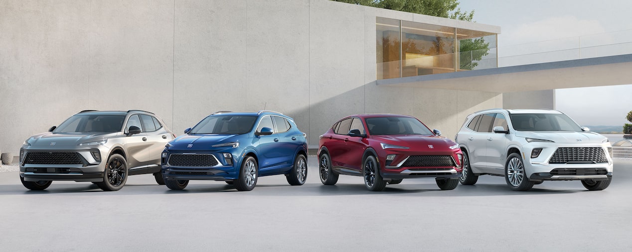 The Buick Lineup with the JD Power Awards Displayed Above the Vehicles