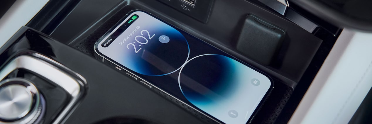 Close-up of a Smartphone Charging on the Buick Built-In Charging Pad