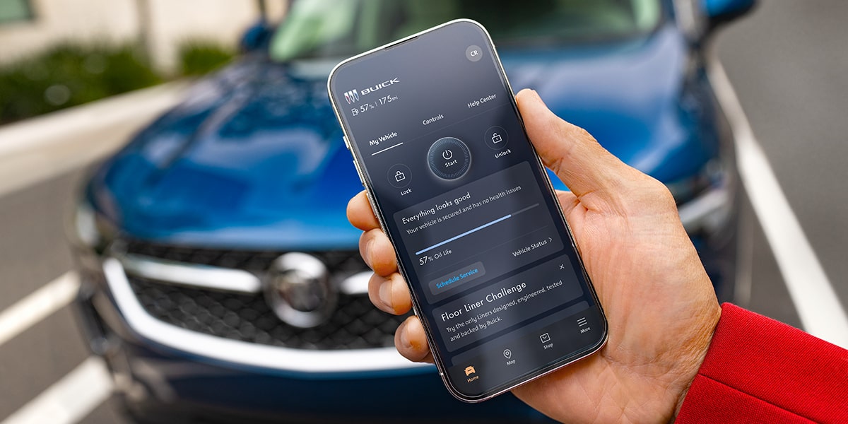 A Customer Using the myBuick Mobile App on a Smartphone