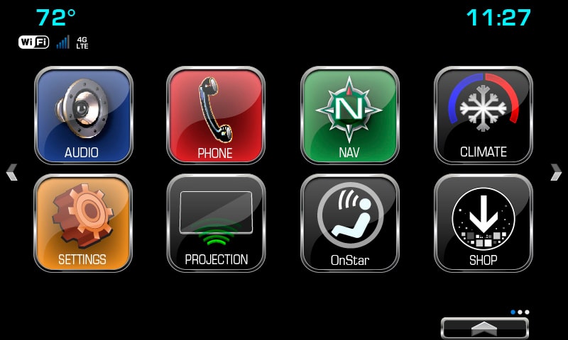 Closeup on Buick Infotainment Icons