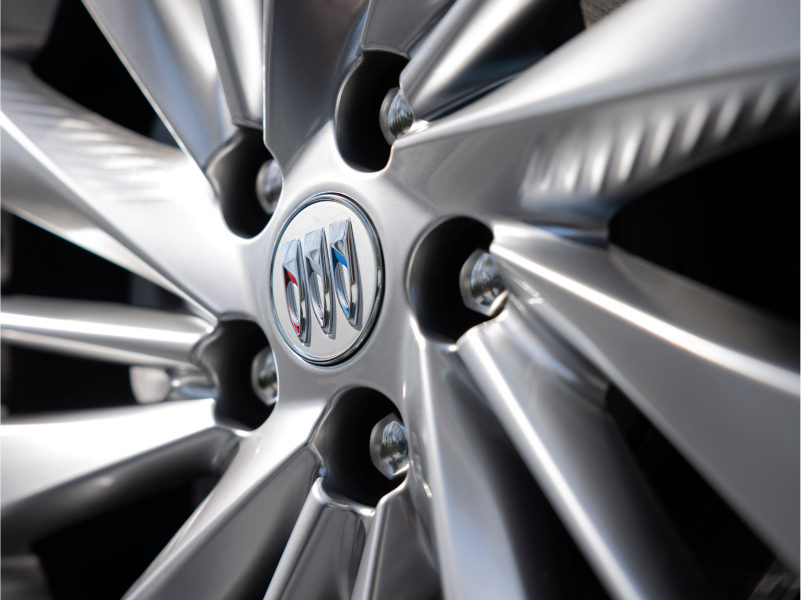 Close-up Shot of a Buick Emblem on a Tire