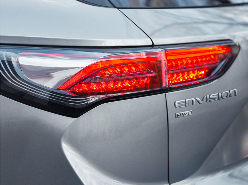 Close-up Shot of a Grey Buick Envision Avenir SUV Taillight